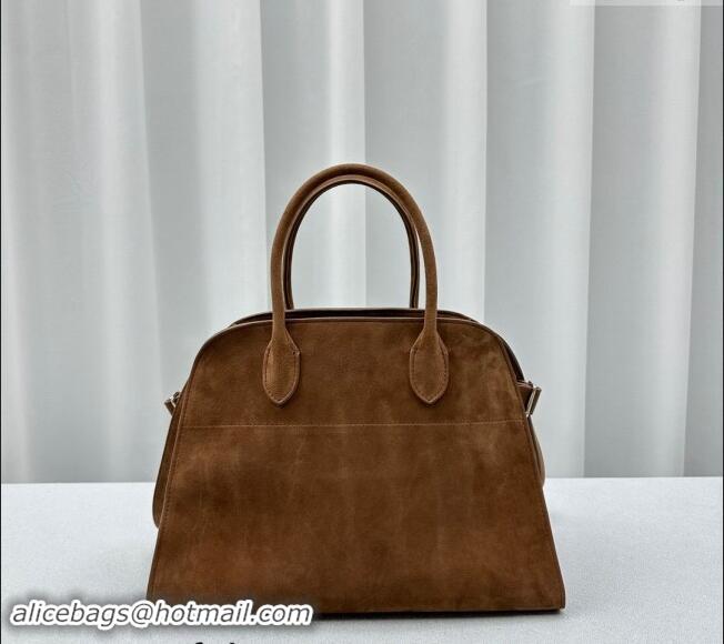 Original Cheap The Row Margaux 12 Tote Bag in Suede 1833 Caramel Brown 2024