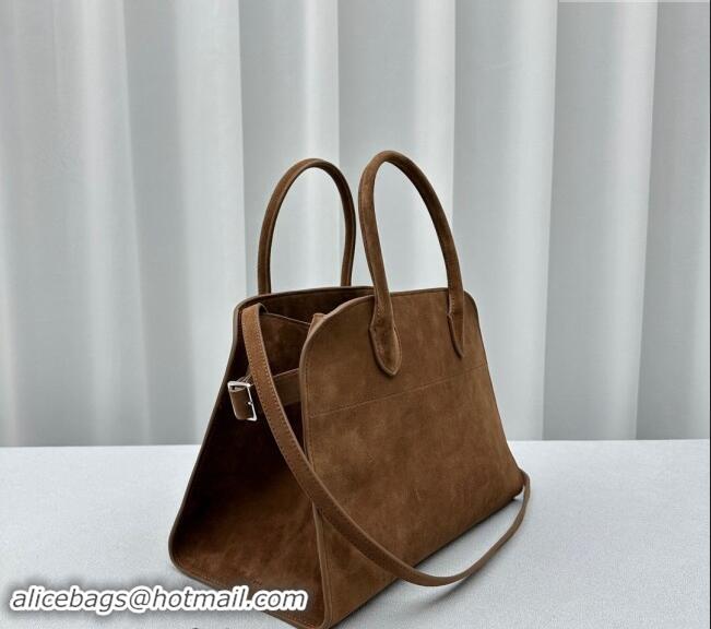 Original Cheap The Row Margaux 12 Tote Bag in Suede 1833 Caramel Brown 2024