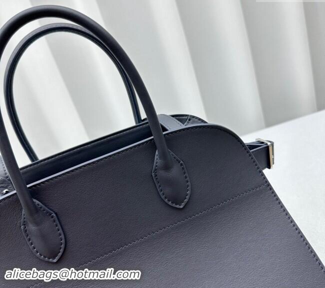 New Release Creation The Row Margaux 12 Tote Bag in Smooth Leather 1833 Navy Blue 2024