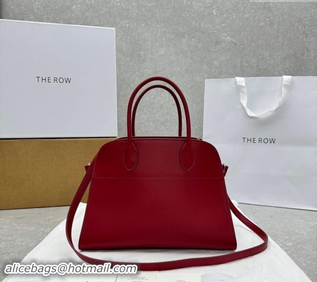 Low Cost The Row Margaux 12 Tote Bag in Smooth Leather 1833 Dark Red 2024