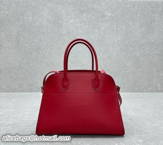 Low Cost The Row Margaux 12 Tote Bag in Smooth Leather 1833 Dark Red 2024