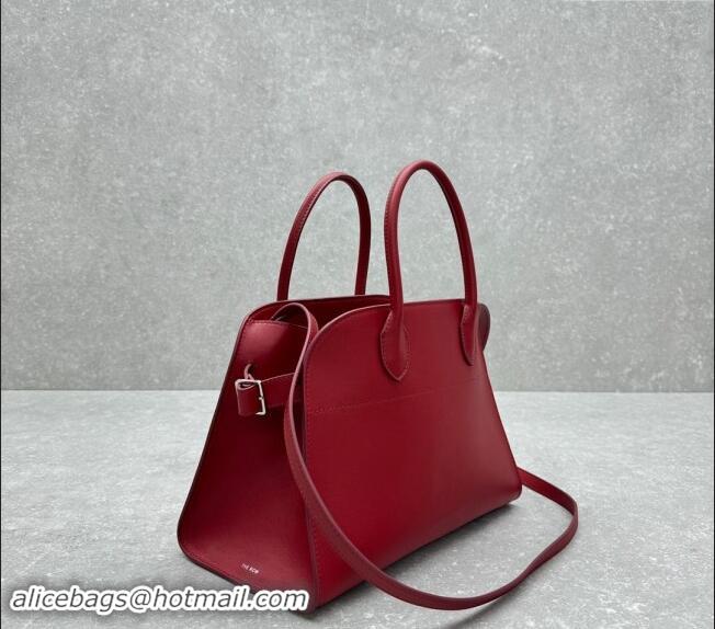 Low Cost The Row Margaux 12 Tote Bag in Smooth Leather 1833 Dark Red 2024