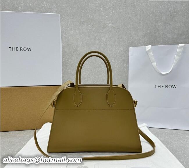 Best Promotional The Row Margaux 12 Tote Bag in Smooth Leather 1833 Olive Green 2024