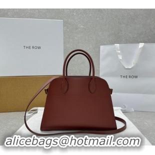 Shop Best The Row Margaux 12 Tote Bag in Smooth Leather 1833 Brick Red 2024