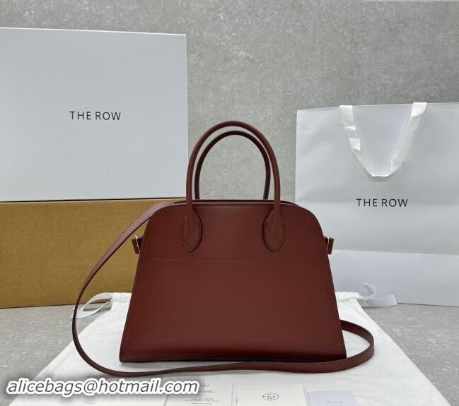 Shop Best The Row Margaux 12 Tote Bag in Smooth Leather 1833 Brick Red 2024