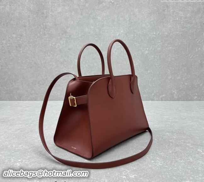 Shop Best The Row Margaux 12 Tote Bag in Smooth Leather 1833 Brick Red 2024