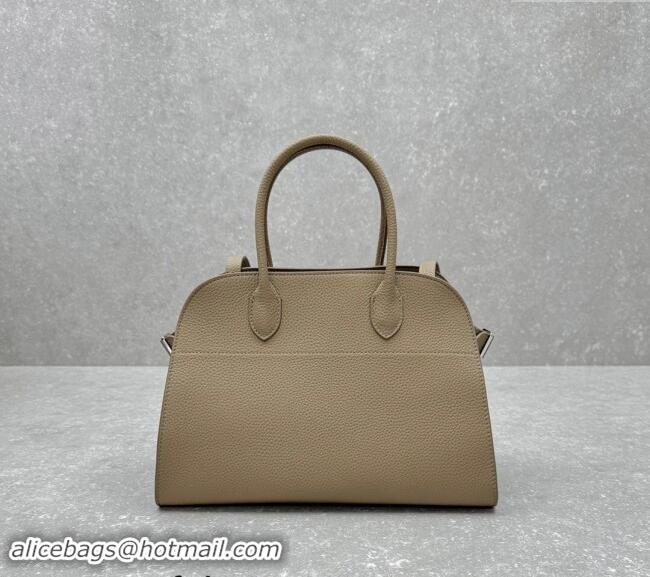 Luxury Discount The Row Margaux 12 Tote Bag in Grained Leather 1833 Dusty Beige 2024