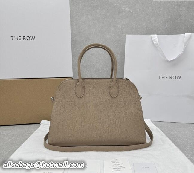 Luxury Discount The Row Margaux 12 Tote Bag in Grained Leather 1833 Dusty Beige 2024