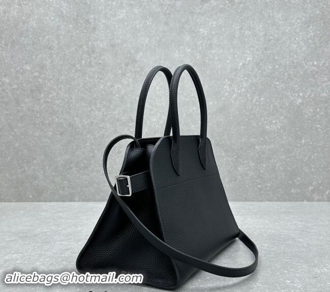 Grade Cheapest The Row Margaux 12 Tote Bag in Grianed Leather 1833 Black 2024