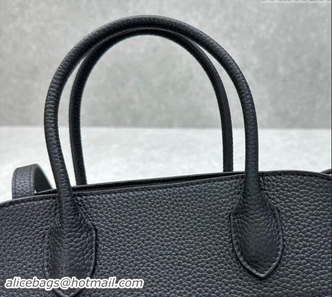 Grade Cheapest The Row Margaux 12 Tote Bag in Grianed Leather 1833 Black 2024