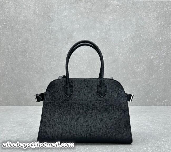 Grade Cheapest The Row Margaux 12 Tote Bag in Grianed Leather 1833 Black 2024