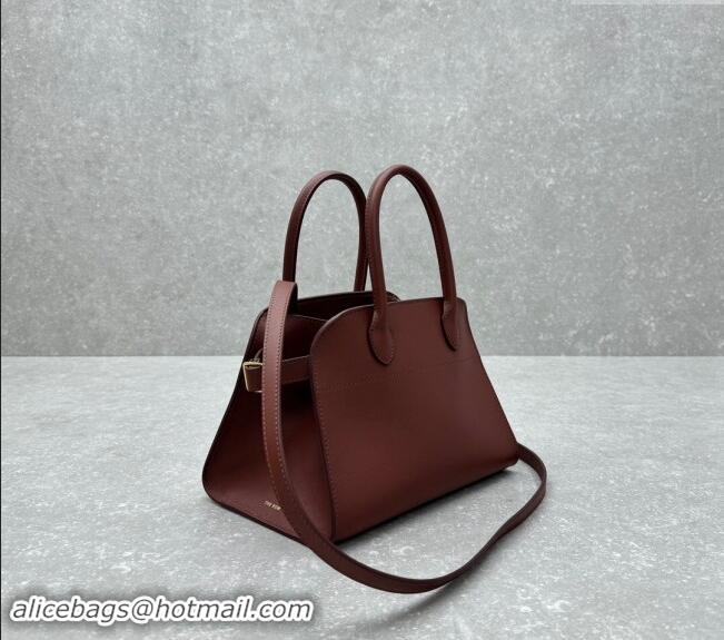 Top Quality The Row Margaux 10 Small Tote Bag in Smooth Leather 1833 Brick Red 2024