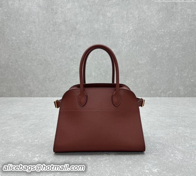 Top Quality The Row Margaux 10 Small Tote Bag in Smooth Leather 1833 Brick Red 2024