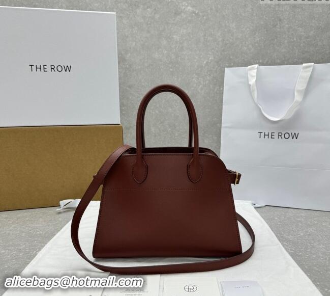 Top Quality The Row Margaux 10 Small Tote Bag in Smooth Leather 1833 Brick Red 2024