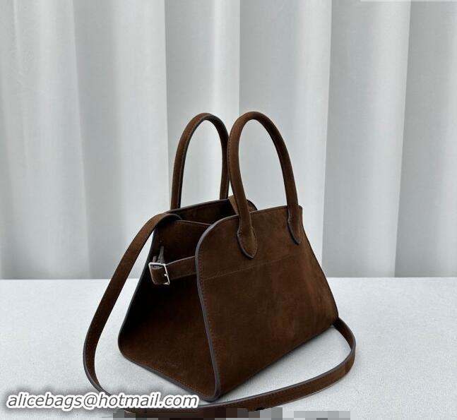 Top Design The Row Margaux 10 Small Tote Bag in Suede 1831 Dark Brown 2024