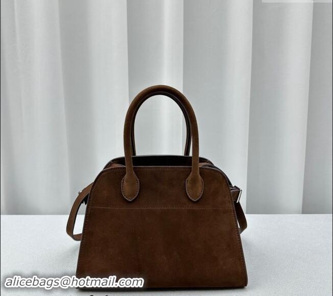 Top Design The Row Margaux 10 Small Tote Bag in Suede 1831 Dark Brown 2024