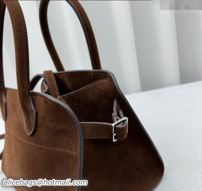 Top Design The Row Margaux 10 Small Tote Bag in Suede 1831 Dark Brown 2024