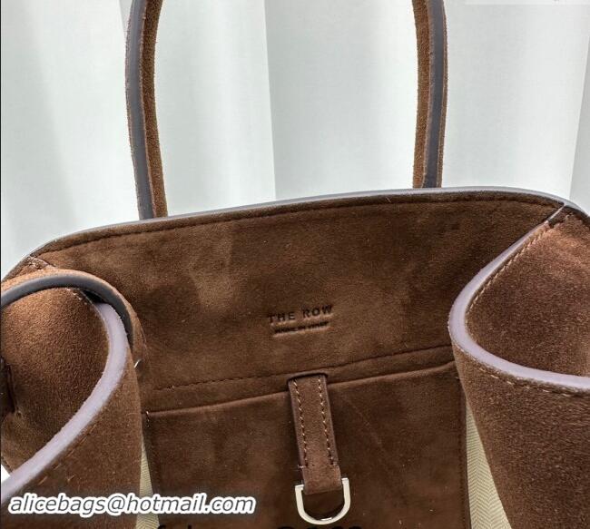 Top Design The Row Margaux 10 Small Tote Bag in Suede 1831 Dark Brown 2024