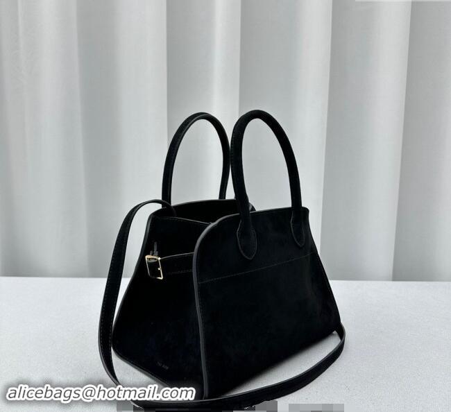 Buy Discount The Row Margaux 10 Small Tote Bag in Suede 1831 Black 2024