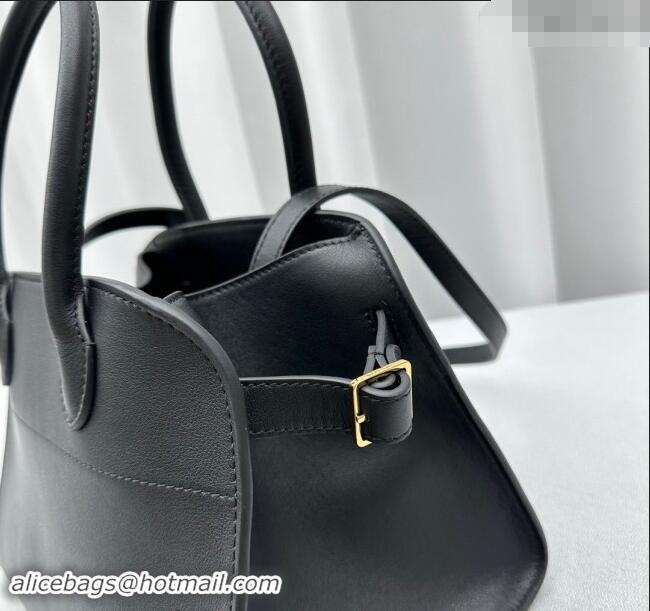 Luxury Discount The Row Margaux 10 Small Tote Bag in Calf Leather 1831 Black 2024