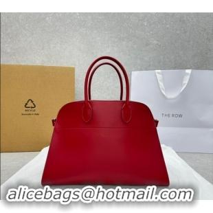 Big Discount The Row Margaux 15 Medium Tote Bag in Smooth Leather 1831 Dark Red 2024