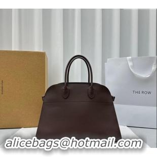 Top Grade The Row Margaux 15 Medium Tote Bag in Smooth Leather 1831 Chocolate Brown 2024