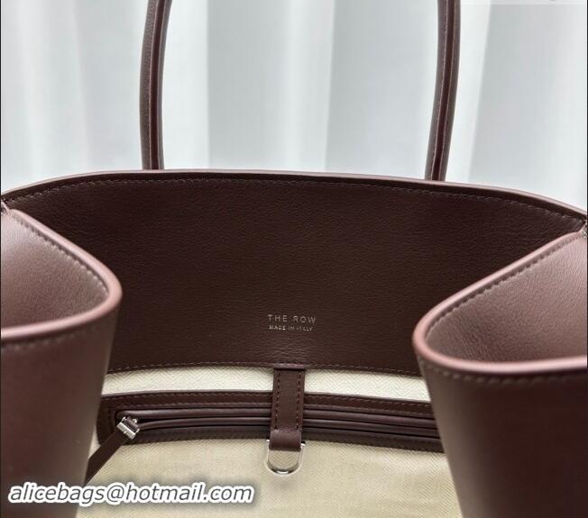 Top Grade The Row Margaux 15 Medium Tote Bag in Smooth Leather 1831 Chocolate Brown 2024