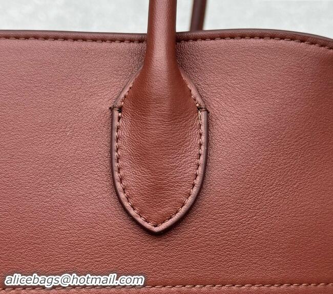 Pretty Style The Row Margaux 15 Medium Tote Bag in Smooth Leather 1831 Brick Red 2024