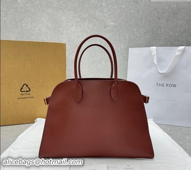 Pretty Style The Row Margaux 15 Medium Tote Bag in Smooth Leather 1831 Brick Red 2024