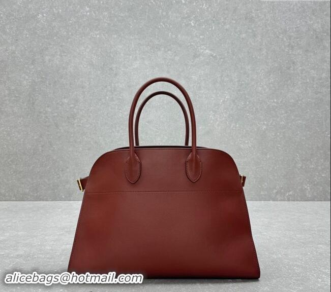 Pretty Style The Row Margaux 15 Medium Tote Bag in Smooth Leather 1831 Brick Red 2024