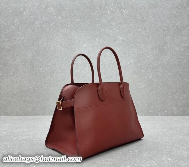 Pretty Style The Row Margaux 15 Medium Tote Bag in Smooth Leather 1831 Brick Red 2024