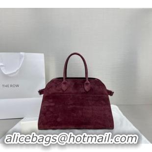 Elegant Discount The Row Margaux 15 Medium Tote Bag in Suede 1831 Burgundy 2024