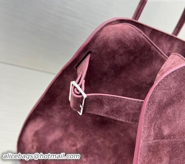 Elegant Discount The Row Margaux 15 Medium Tote Bag in Suede 1831 Burgundy 2024