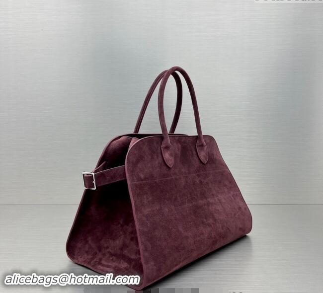 Elegant Discount The Row Margaux 15 Medium Tote Bag in Suede 1831 Burgundy 2024