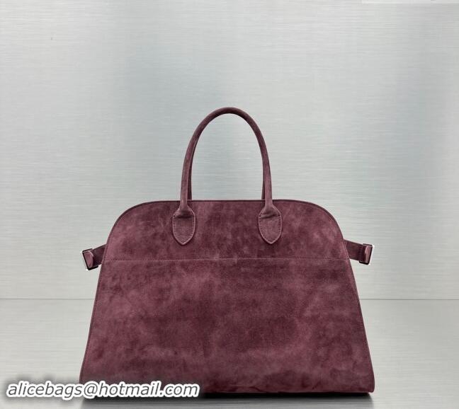 Elegant Discount The Row Margaux 15 Medium Tote Bag in Suede 1831 Burgundy 2024