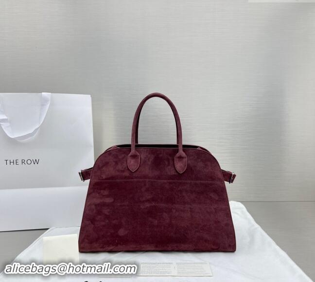 Elegant Discount The Row Margaux 15 Medium Tote Bag in Suede 1831 Burgundy 2024