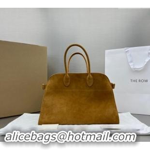 Top Grade The Row Margaux 15 Medium Tote Bag in Suede 1831 Light Brown 2024