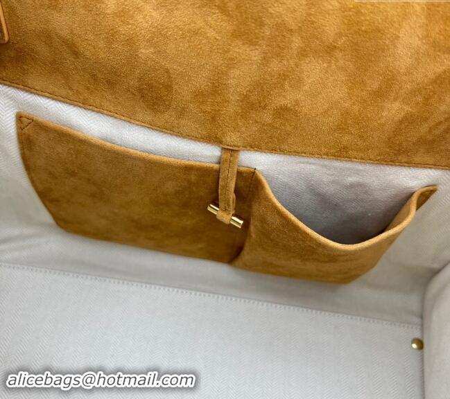 Top Grade The Row Margaux 15 Medium Tote Bag in Suede 1831 Light Brown 2024