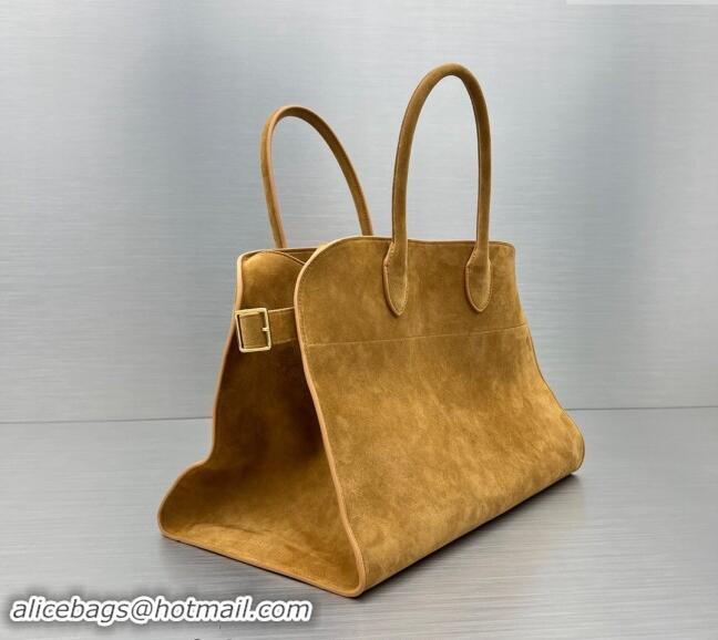 Top Grade The Row Margaux 15 Medium Tote Bag in Suede 1831 Light Brown 2024