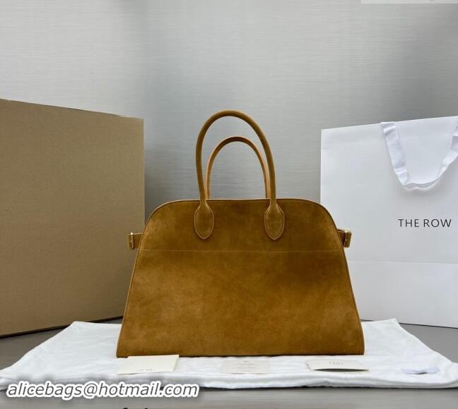 Top Grade The Row Margaux 15 Medium Tote Bag in Suede 1831 Light Brown 2024