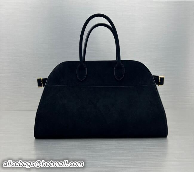 Buy Discount The Row Margaux 15 Medium Tote Bag in Suede 1831 Black 2024