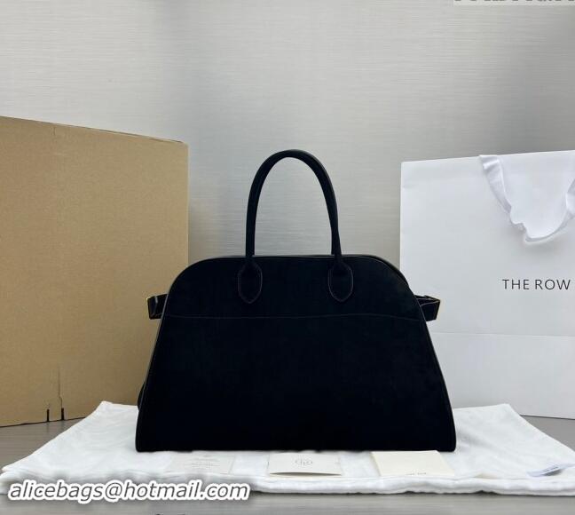 Buy Discount The Row Margaux 15 Medium Tote Bag in Suede 1831 Black 2024