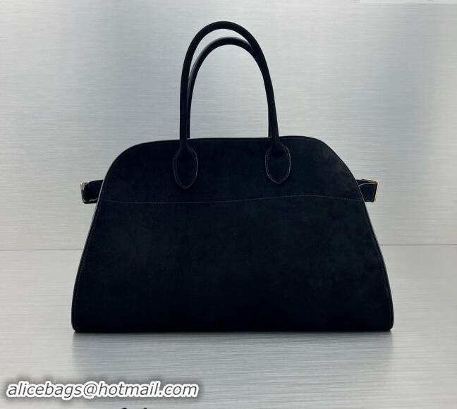 Buy Discount The Row Margaux 15 Medium Tote Bag in Suede 1831 Black 2024