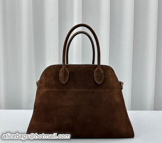 Classic Specials The Row Margaux 15 Medium Tote Bag in Suede 1831 Dark Brown 2024