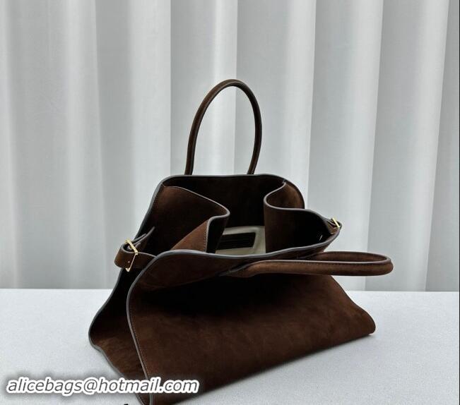 Classic Specials The Row Margaux 15 Medium Tote Bag in Suede 1831 Dark Brown 2024