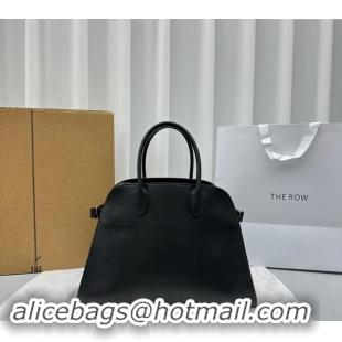 Grade Quality The Row Margaux 15 Medium Tote Bag in Calf Leather 1831 Black 2024