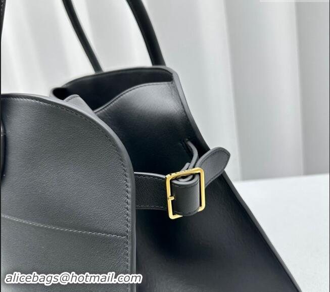 Grade Quality The Row Margaux 15 Medium Tote Bag in Calf Leather 1831 Black 2024