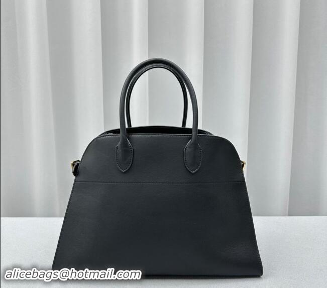 Grade Quality The Row Margaux 15 Medium Tote Bag in Calf Leather 1831 Black 2024