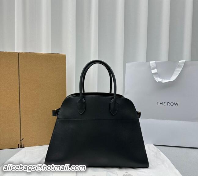 Grade Quality The Row Margaux 15 Medium Tote Bag in Calf Leather 1831 Black 2024