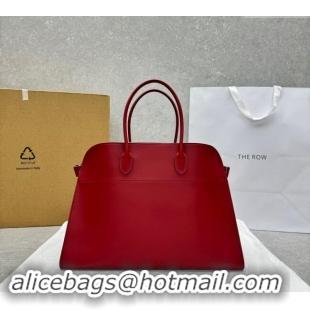 Top Grade The Row Margaux 17 Large Tote Bag in Smooth Leather 1831 Dark Red 2024